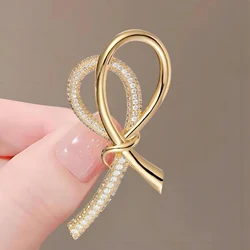 Rhinestone Bow Brooches for Women Layer Rope Pins Event Party Backpack Decoration Clothes Accessories