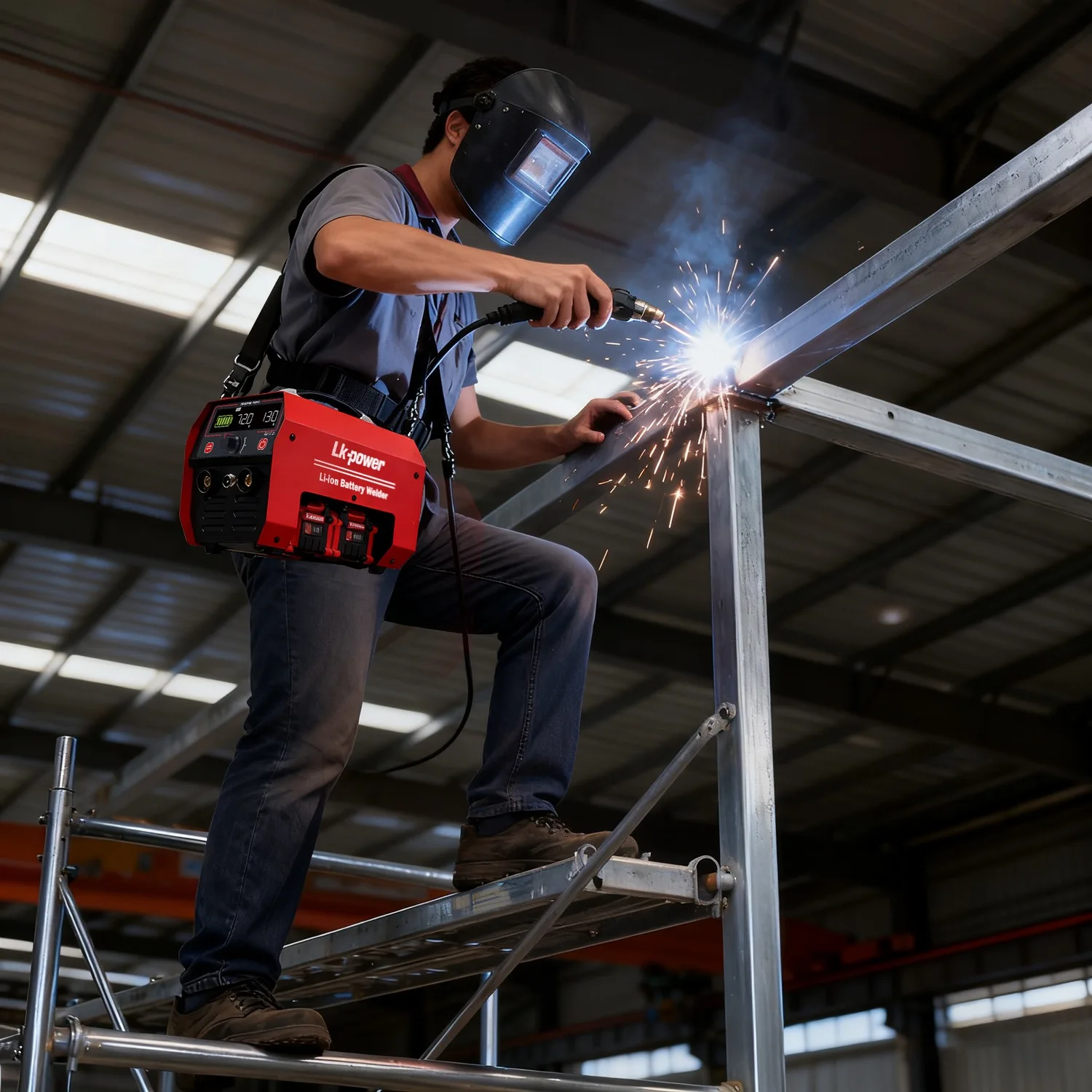 

Lkpower Cordless Welding Machine Upgraded Battery Powered 160A 110V With 2 Batteries LED Display