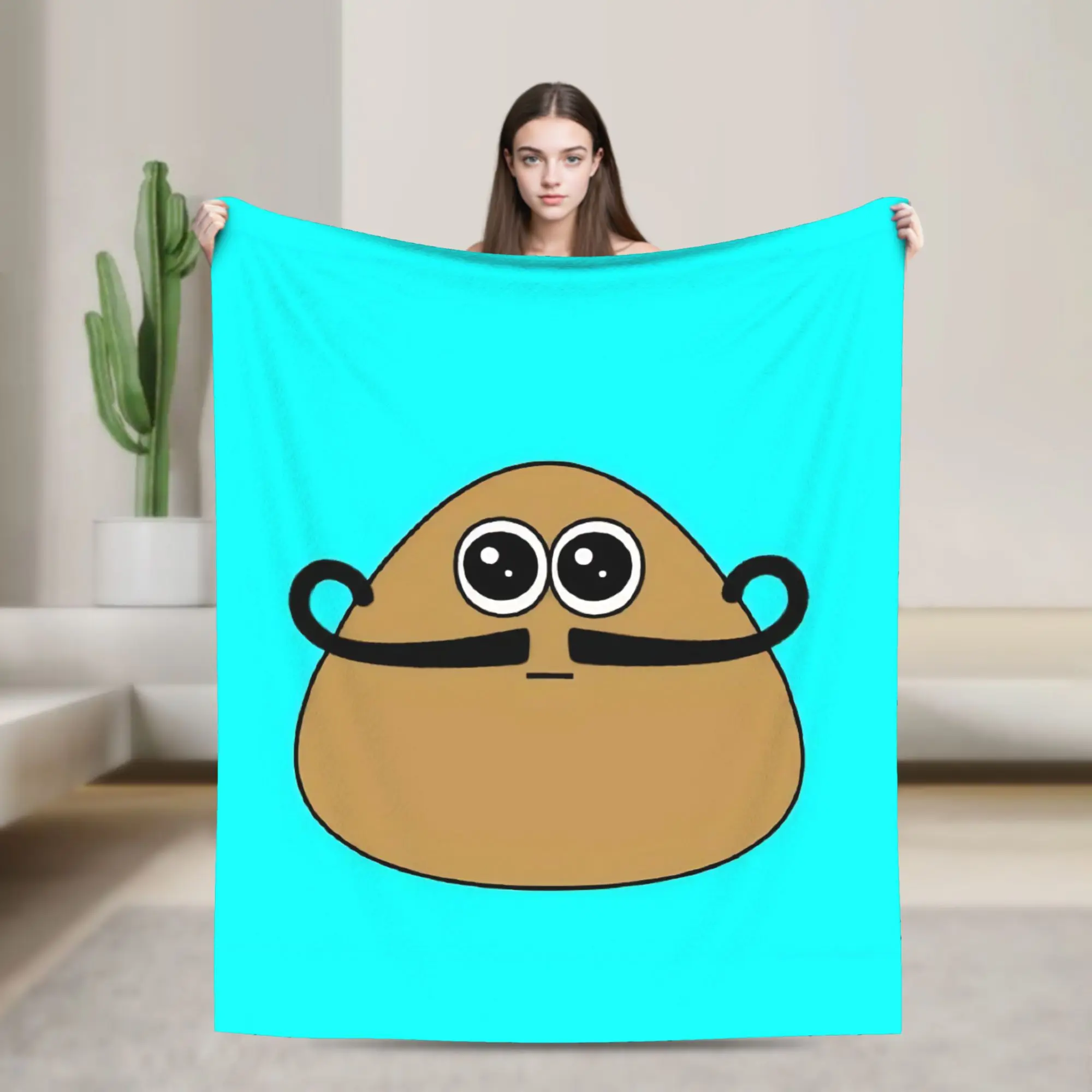 My Pet Alien Pou Throw Blanket for Couch  Soft Fuzzy Plush Blanket 50x60 Inch Multiple Sizes Bedspreads for All Seasons