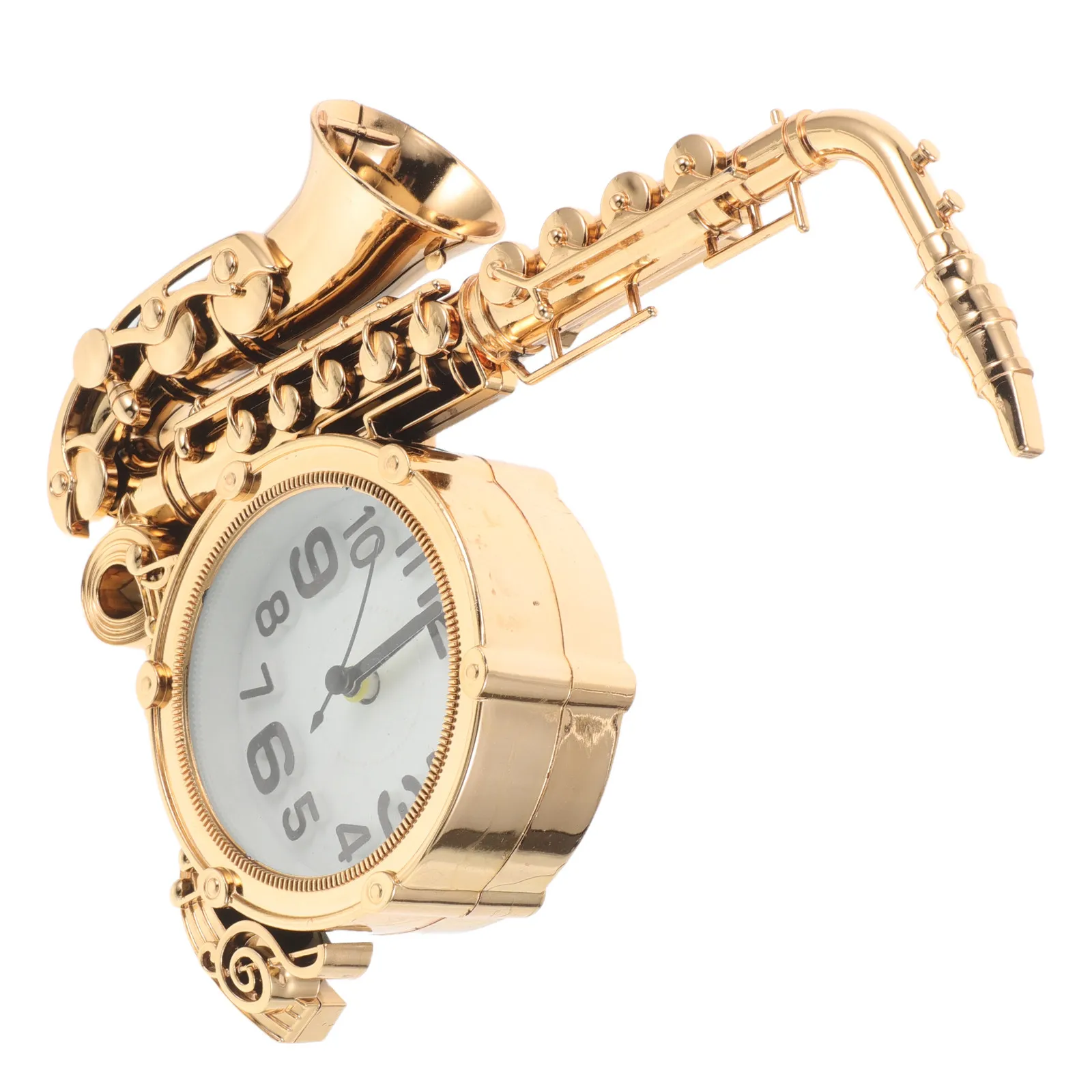 Retro Saxophone Alarm Clock Vintage European Style Table Clock Decorative Musical Instrument Ornament for Home Office