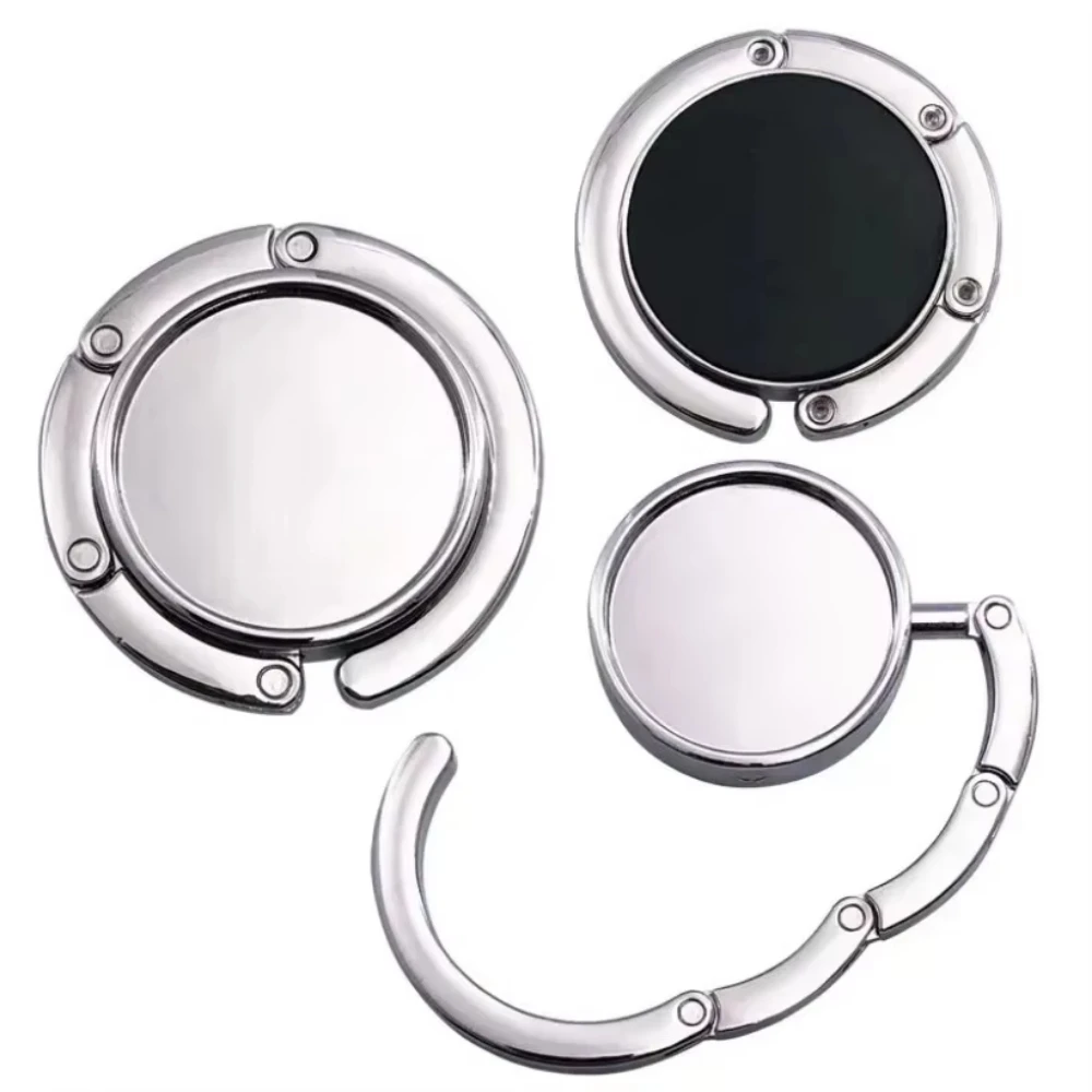 Outdoor Portable Folding Bag Hanger Handbag Hook Holder Table Hook Crystal Alloy Purse Bag Holder Circle Shape Bag Accessories