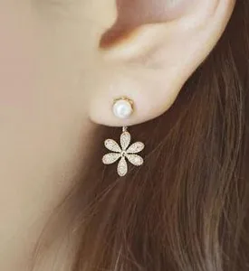 2026 Korea Hottest Fashion Women's Front & Back Post-hanging Earrings Six Leaf Flower Crystal Stud Earrings For Women Jewelry