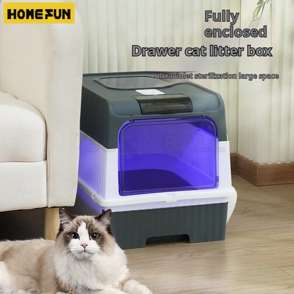 

Extra Large Cat Litter Box Odor Proof Fully Enclosed Drawer Style Cat Toilet Thickening Kitty Sand Box Pet Cleaning Supplies