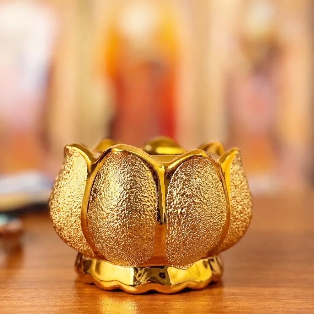 Ceramic Lotus Incense Burner Decorative Golden Glaze Finish Incense Sticks Holder Exquisite Traditional Incense Censer Gift