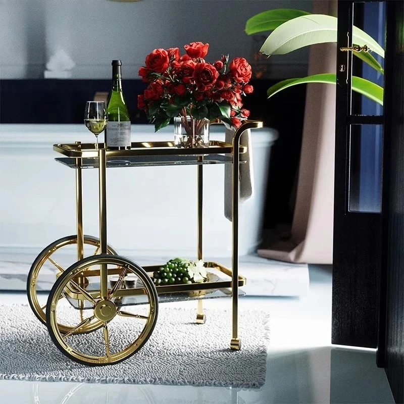 FG light luxury wheeled trolley floor-to-ceiling bathroom storage creative bathroom wrought iron storage rack