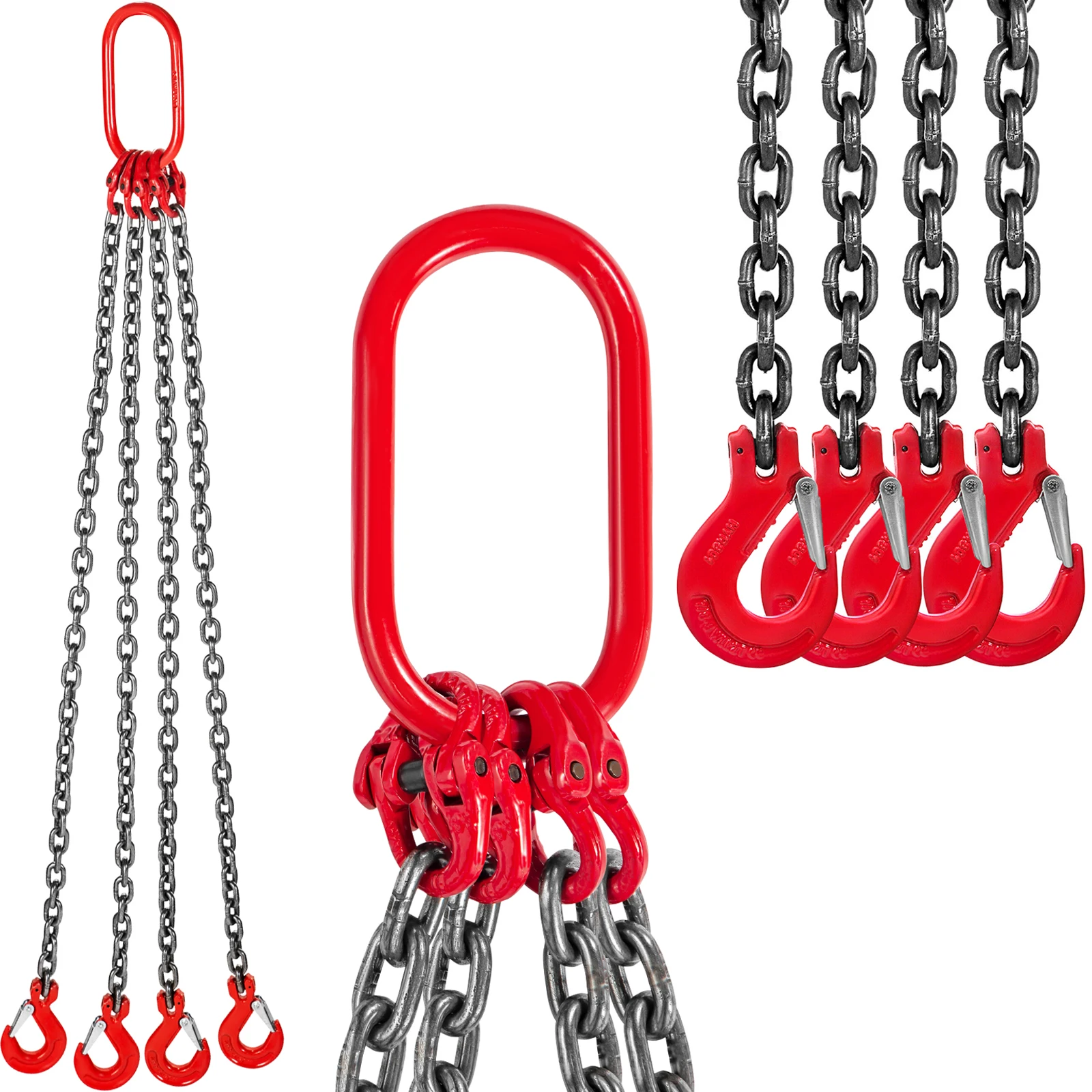 SucceBuy 4T kettingsling 1M / 2M x 8MM vierpoots met poedercoating stalen haak - klasse 80 hoge temperatuurbestendigheid voor hijsen - afbeelding 2