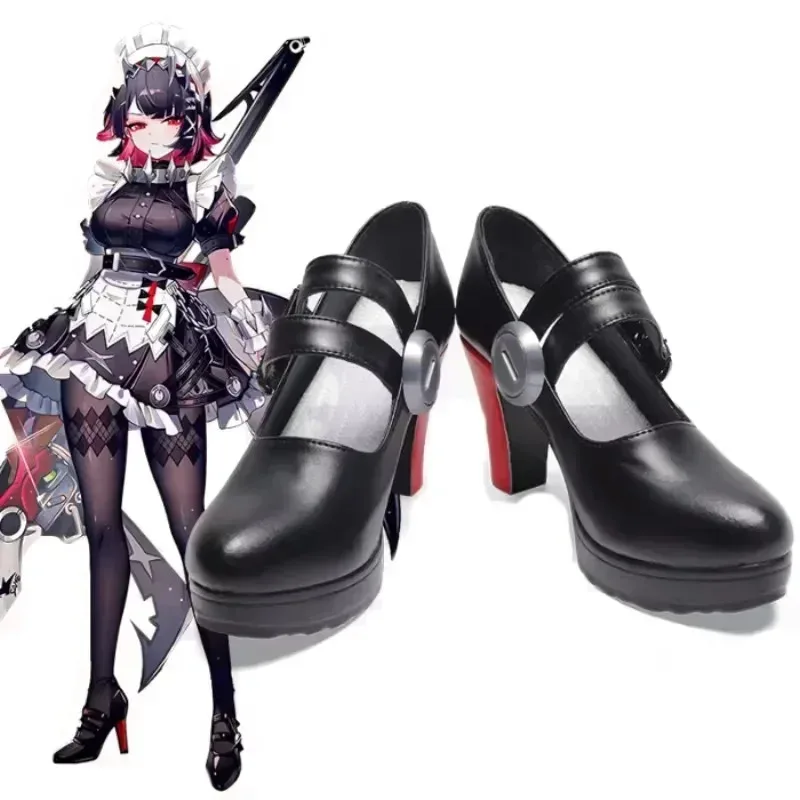 

Game Zenless Zone Zero Ellen Joe Cosplay Shoes Women Halloween Party Maid Roleplay Shark Girl Black Customized Shoes High Heels