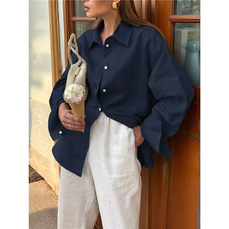 เสื้อเชิ้ตผู้หญิง ABRT ผ้าฝ้าย 100% ติดกระดุม