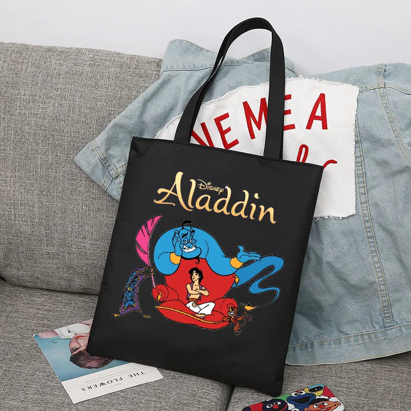 Disney Aladdin Foldable Reusable Cloth Shopper Harajuku Bag Student Canvas Tote Bag Shopping Bag Handbag