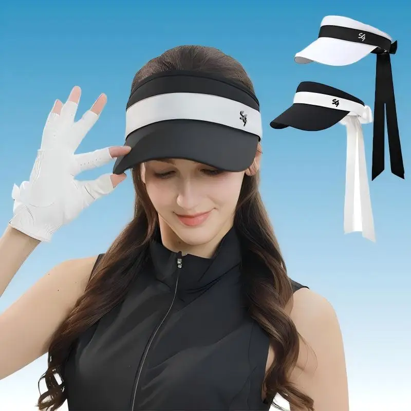 

SG Golf Caps 2026 New Sports Sun Visor Hat for Women UV Protection Outdoor Lightweight Tennis Golf Cap with Bow Ribbon