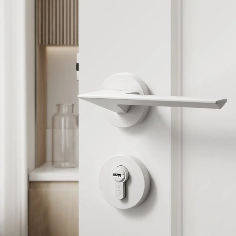 

Door lock white indoor bedroom room door lock simple door handle Nordic silent magnetic minimalist modern door lock