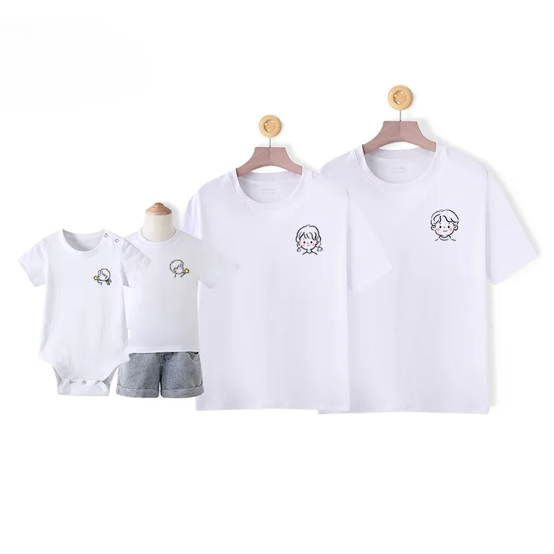 Summer Family Matching Clothes Cotton T shirts Matching Family Outfits Daddy Mommy Daughter Son Short Sleeve Cute Family Look