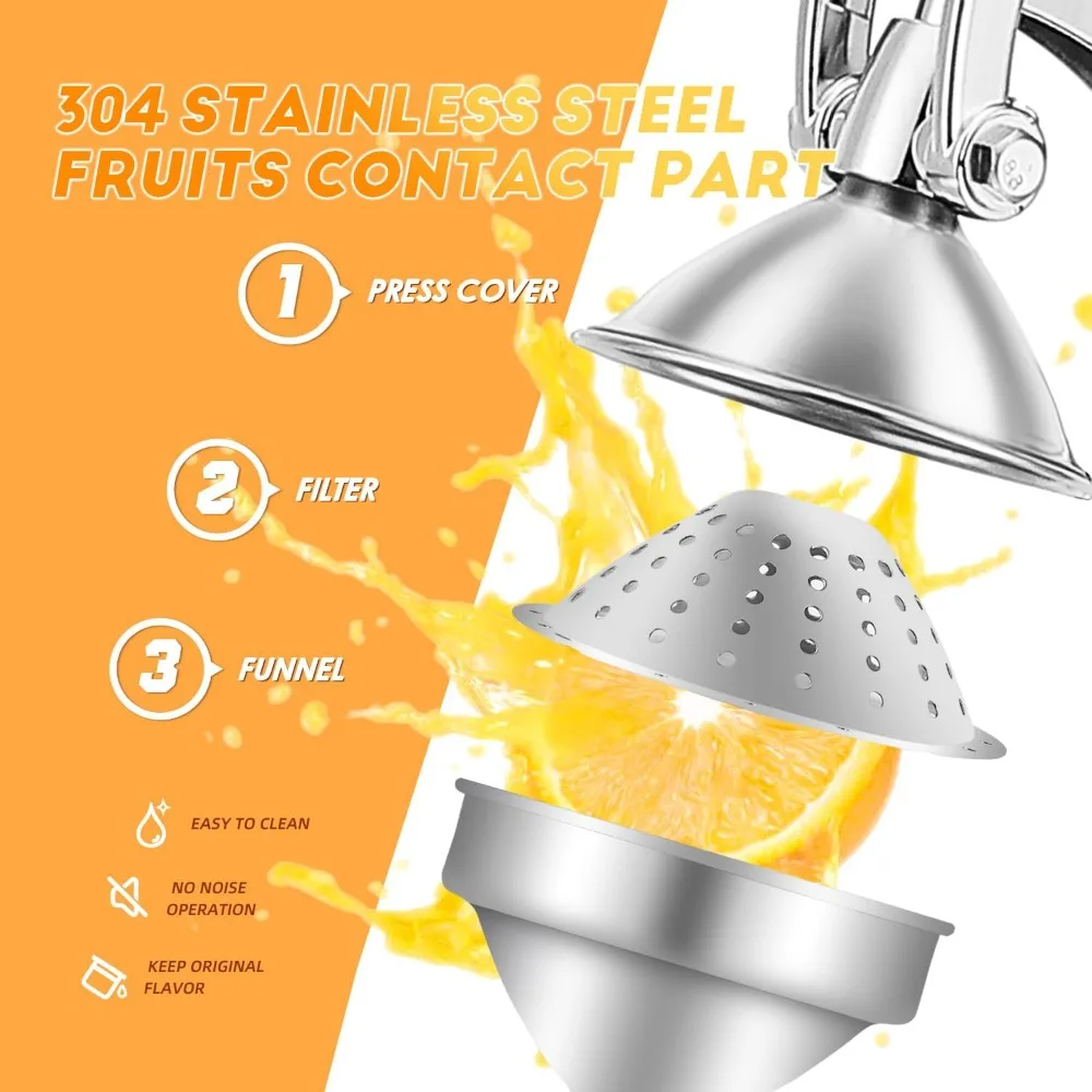 Hand Press Citrus Juicer Extractor with 2 Reusable Fruit Bags, Easy To Clean, Fruit Squeezer Juicer Machine