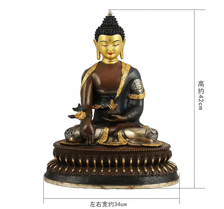 GOOD 42CM large huge -High grade Buddha HOME family Temple hall lobby  Tibetan the Medicine gilding statue