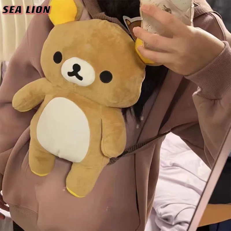 45 センチメートルかわいいリラックマぬいぐるみバックパックかわいいクマバッグ学生バックパックアニメ漫画のガールフレンド女の子の誕生日プレゼントのおもちゃ