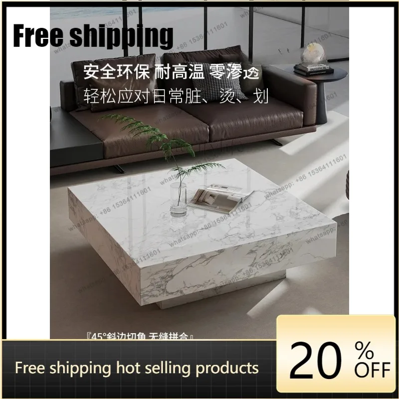 HJ Italian Minimalist Small Apartment Square Coffee Table High-end Living Room Suspension New Creative Square Coffee T