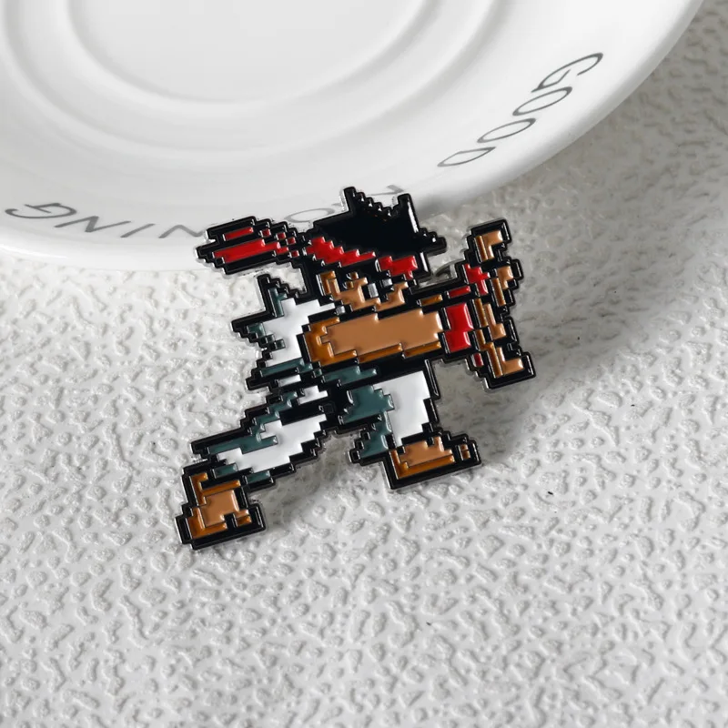 Classic Game Badge Brooch Cartoon Figure Streets Fighters Enamel Lapel Pins Cute Cosplay Props Jewelry Gift for Friends