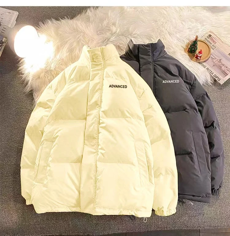 Fleece Thicken Letter Graphic Men and Women Winter Coat Unisex Oversize Parkas Korean Coat Warm Baggy Casual Jackets Feamle Y2K