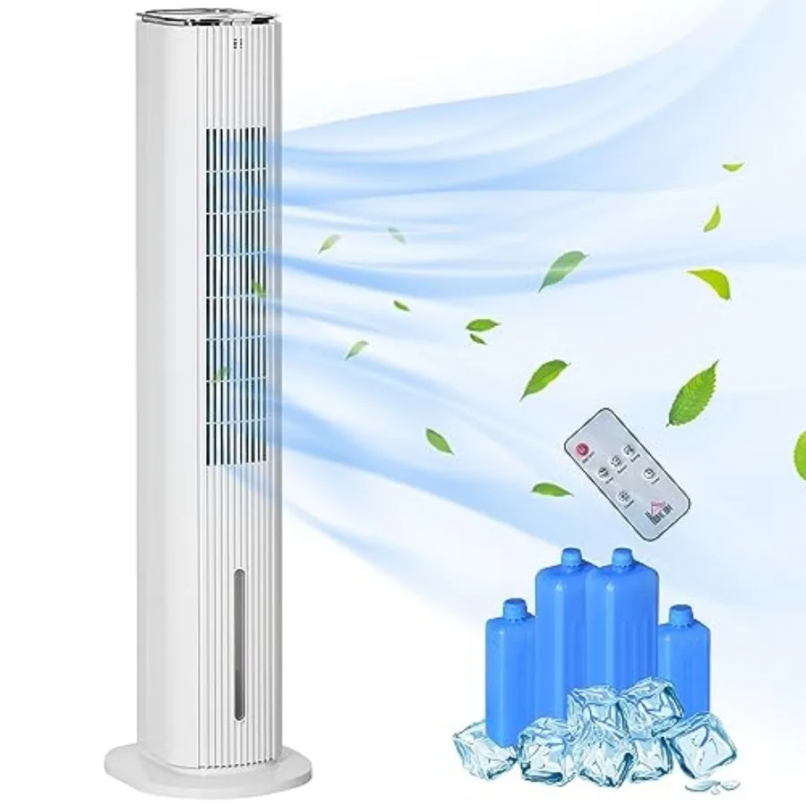 

42" 3 in 1 Evaporative Air Cooler with Water Tank, Ice Cooling Fan with Humidifier, 52° Oscillating Portable Swamp Cooler for H