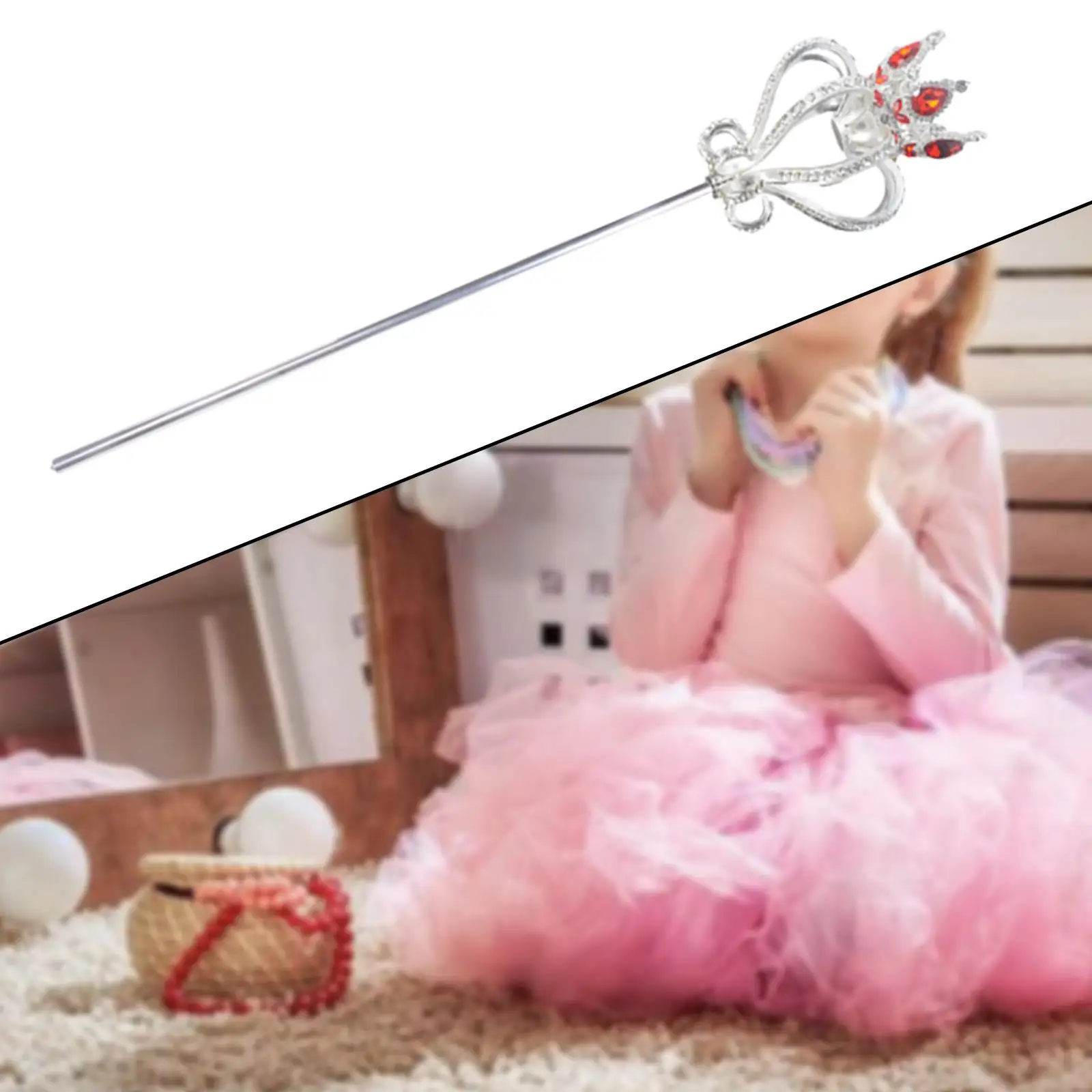 

Fairy Cane Art Crafts Princess Queen Props Rhinestone Scepter Pageant Accessory for Fancy Dress Beauty Contest Party Wedding