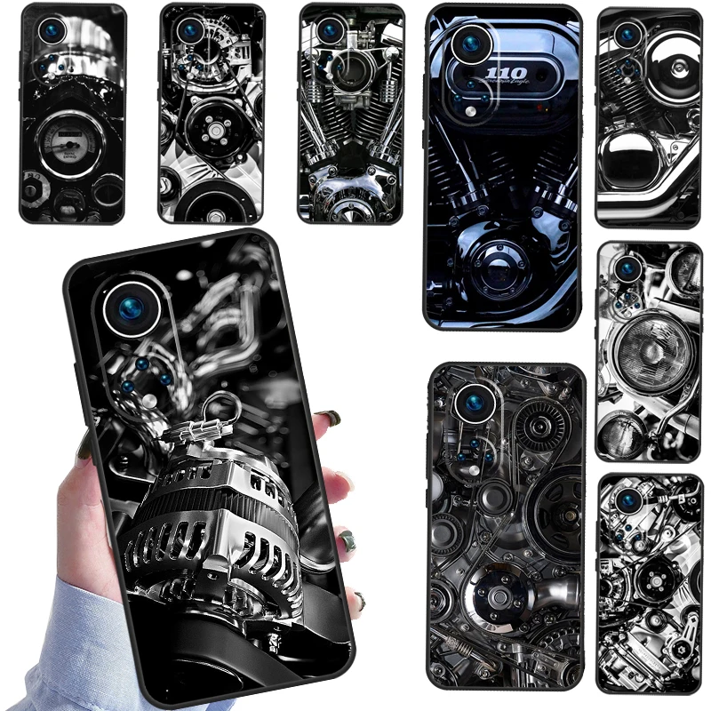 Motor Engine Motorcycle Soft Case For Huawei Honor 50 8X 9X 10i P20 P40 Lite P30 Pro P Smart 2019 Nova 9 5T Cover