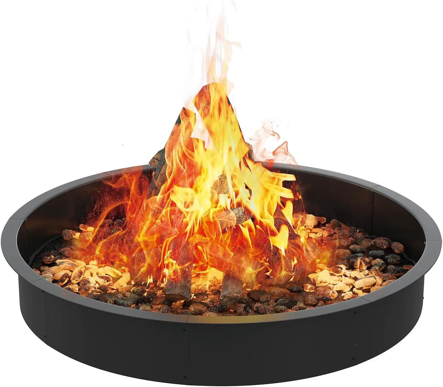 

48 Inch Smokeless Fire Pit, Made of Carbon Steel, Outdoor Round Garden Fire Pit with Ventilation Holes, DIY Campfire Ring, Su