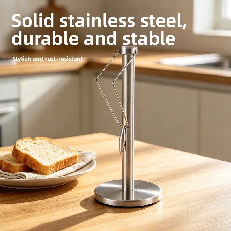 Japanese Style Stainless Steel Kitchen Tissue Holder Countertop Paper Roll Stand Home Use Draw Paper Box Vertical Storage Rac...