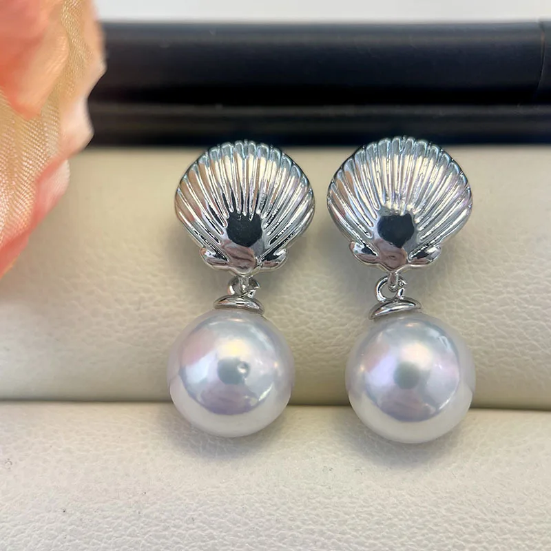E008 Gold Plated Copper S925 Sterling Silver Needle Scallop Pearl Stud Earrings Findings Jewelry Making DIY Jewelry Accessories