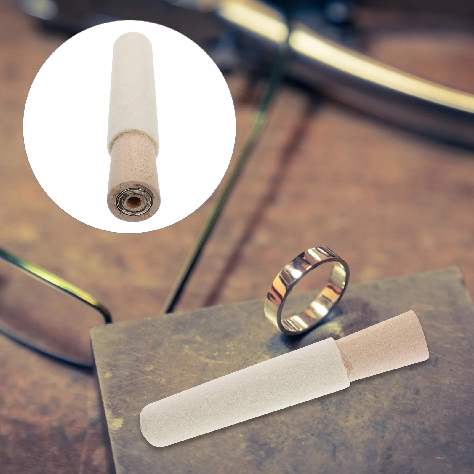 

Ring Inner Rod 4 Inch Jewelry Tool Wooden Handle Lint Jewelry Polishing Rod Stick for Metal Surface Scratch Free