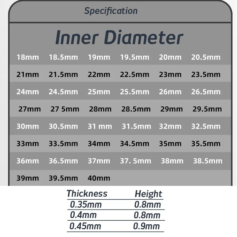 Uhrenglasdichtung, 0,8/0,9 mm Höhe, 0,35/0,4/0,45 mm dick, Ersatz-Uhrenteile, Dichtungsscheiben, wasserdichter O-Ring für die Uhrenreparatur – Detail 4