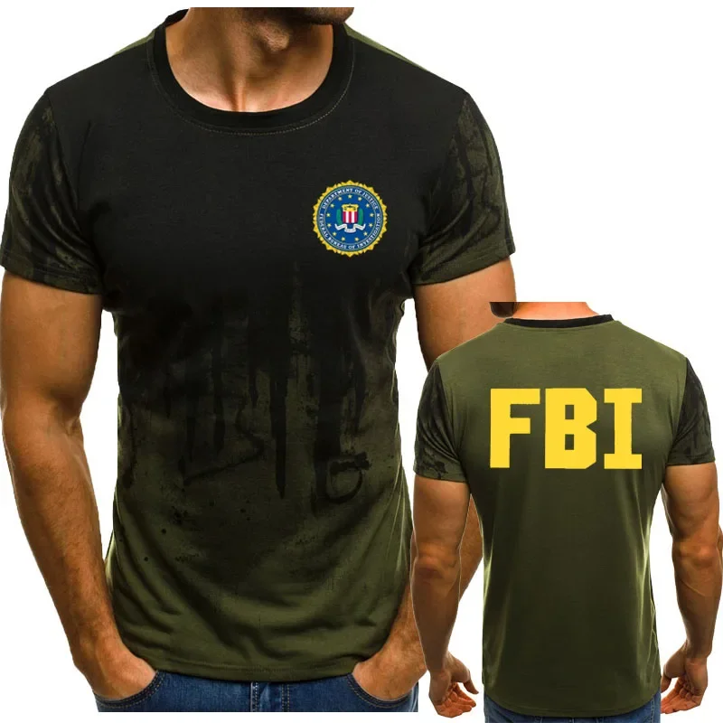 Federal Agent Bureau Investigation FBI T Shirt Men Summer brand oversized T-shirt 3D printing color contrast men's polo shirt