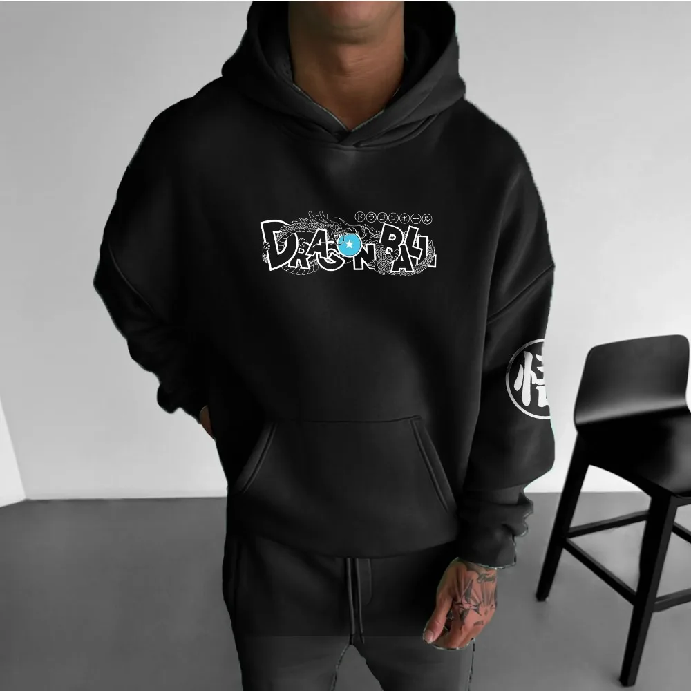 Męska bluza z kapturem Dragon Ball Son Goku, japońskie anime, wiosenno-jesienna, chłopięca, z długim rękawem, styl Y2k, odzież dla rodziców i dzieci.