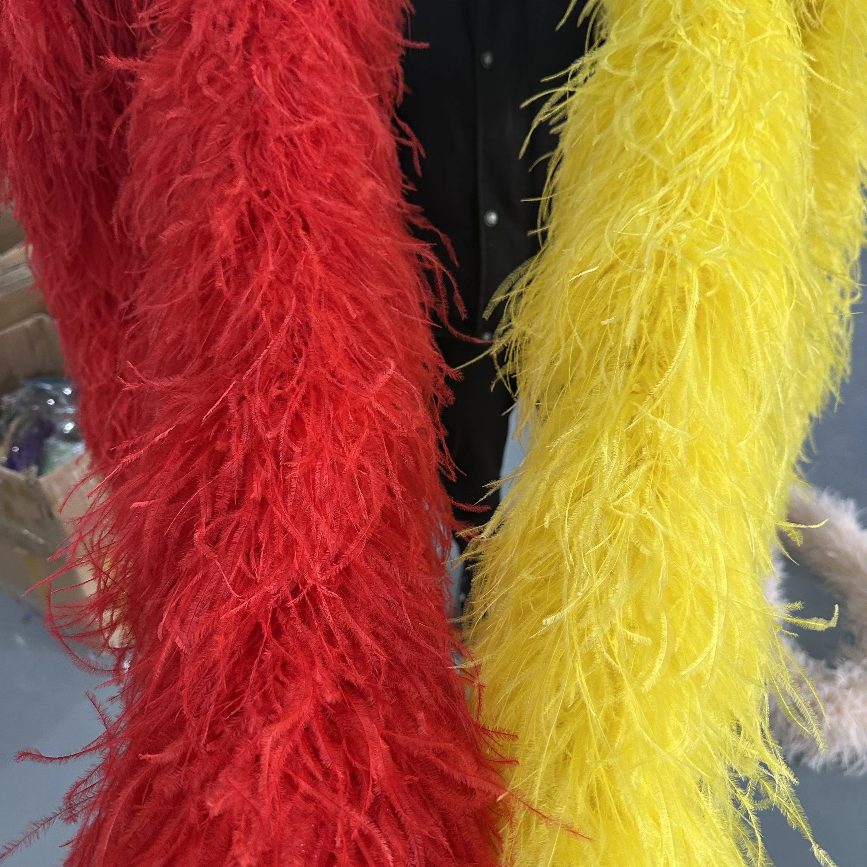 15 to 40Ply Natural Ostrich feather boa Fluffy Ostrich Decoration plumas Ribbon for Costume Clothing Sewing Accessory Colorful