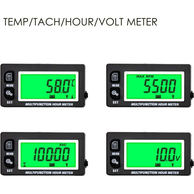 

LCD Digital Hourmeter Tachometer Engine Thermometer Replaceable Clock For Motorcycle ATV Marine Boat Gasoline Engines-ABQA