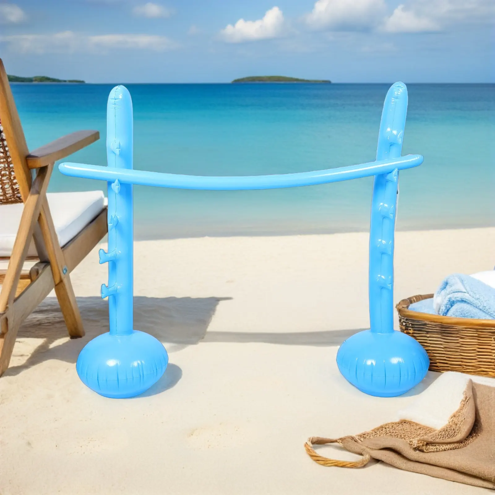 

Надувная переносная стойка для прыжков в высоту для детей - регулируемая по высоте, для игр на улице и в помещении, для двора, пляжа, вечеринок, летнего карнавала, семейных мероприятий