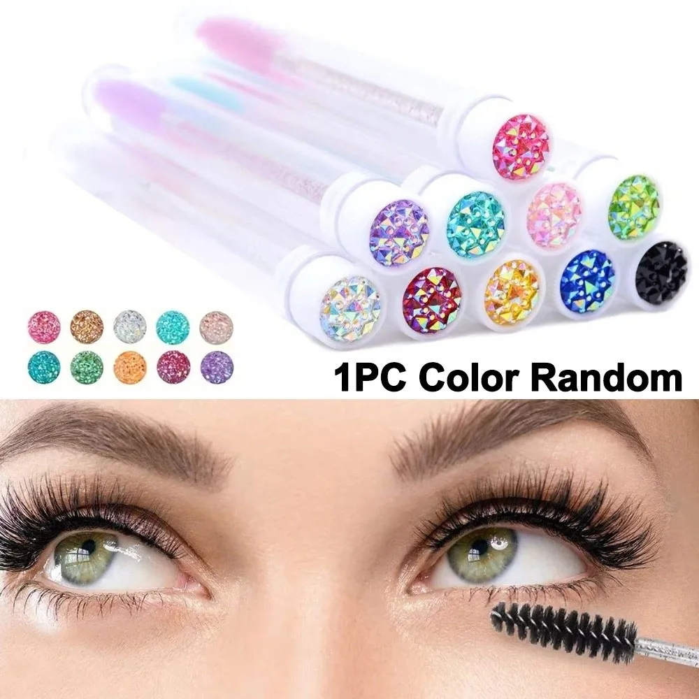 New Sparkling Eyelash Brushes In Tubes With Container Case Eyelash Spoolies Reusable Mascara Wand Makeup Tools