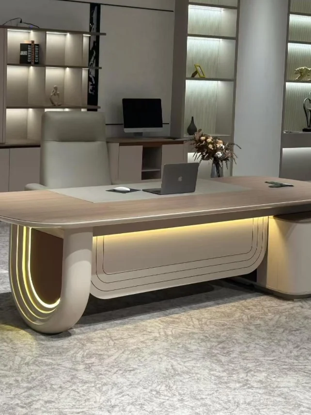 *New Chinese-Style Wood Executive Conference Desk Set with Side Table China Origin Paint-Baked Office Table