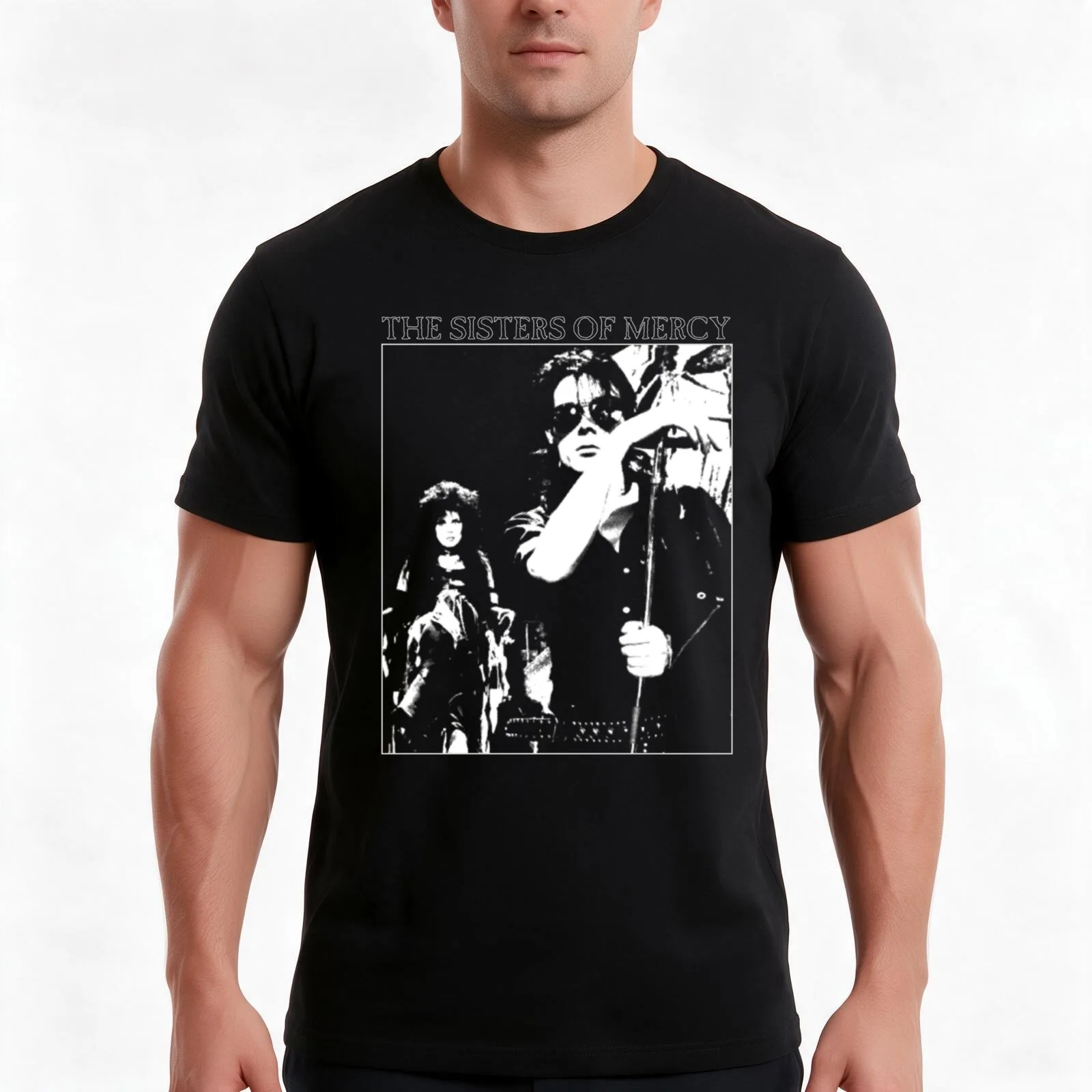 The Sisters Of Mercy T-Shirt, Summer Casual Cotton Tee, Oversized Streetwear Tops, Vintage Graphic Print, Loose Fit Short Sleeve