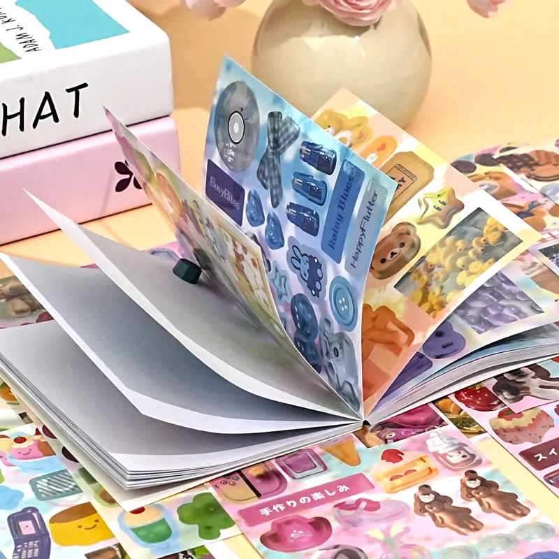 كتاب مكون من 32 ملصقًا مقطوعًا على الطراز القديم مع عناصر قديمة وملصقات زخرفية وأنماط زخرفية صغيرة وكتاب ملصقات صغير