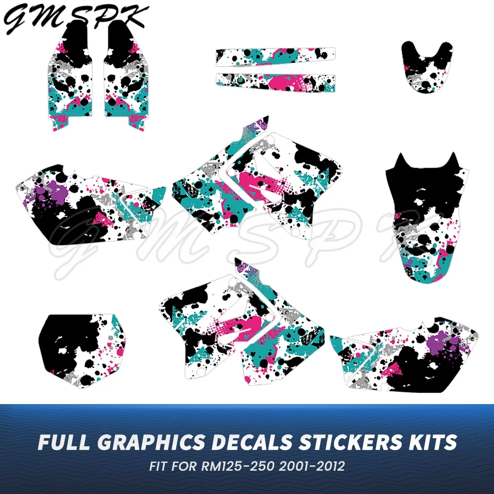

Custom Number Name Motorcycle Graphics Decals Stickers Kit Fit for Suzuk RM125 RM250 RM 125 250 2001-2012 2011 2010 2009 2008
