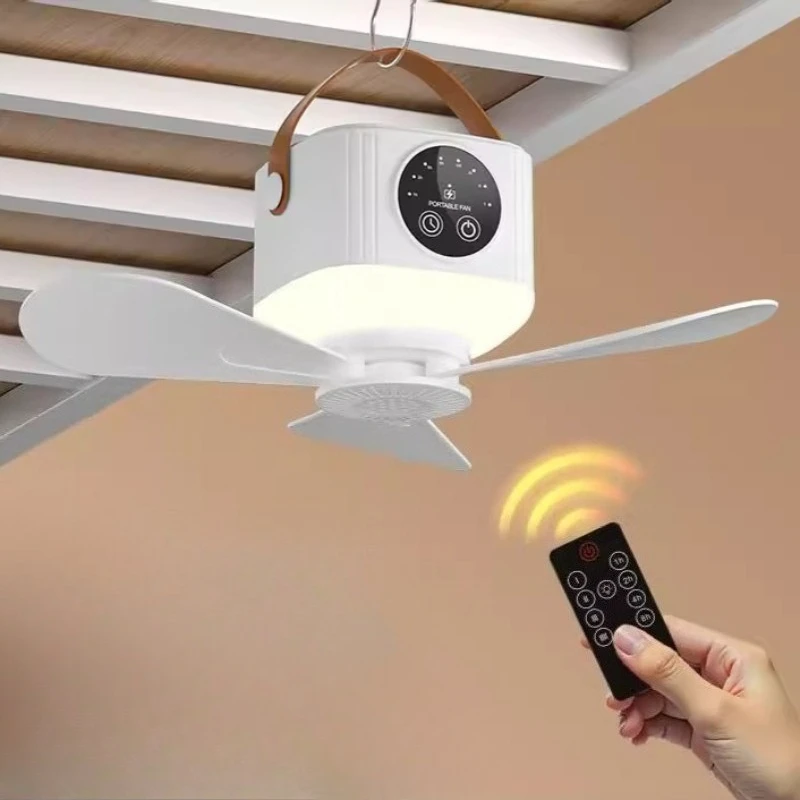 

Wireless Portable Ceiling Fan with Remote USB Rechargeable Hanging Fan with Hook for Tent, Camping, Outdoor, Emergency Use