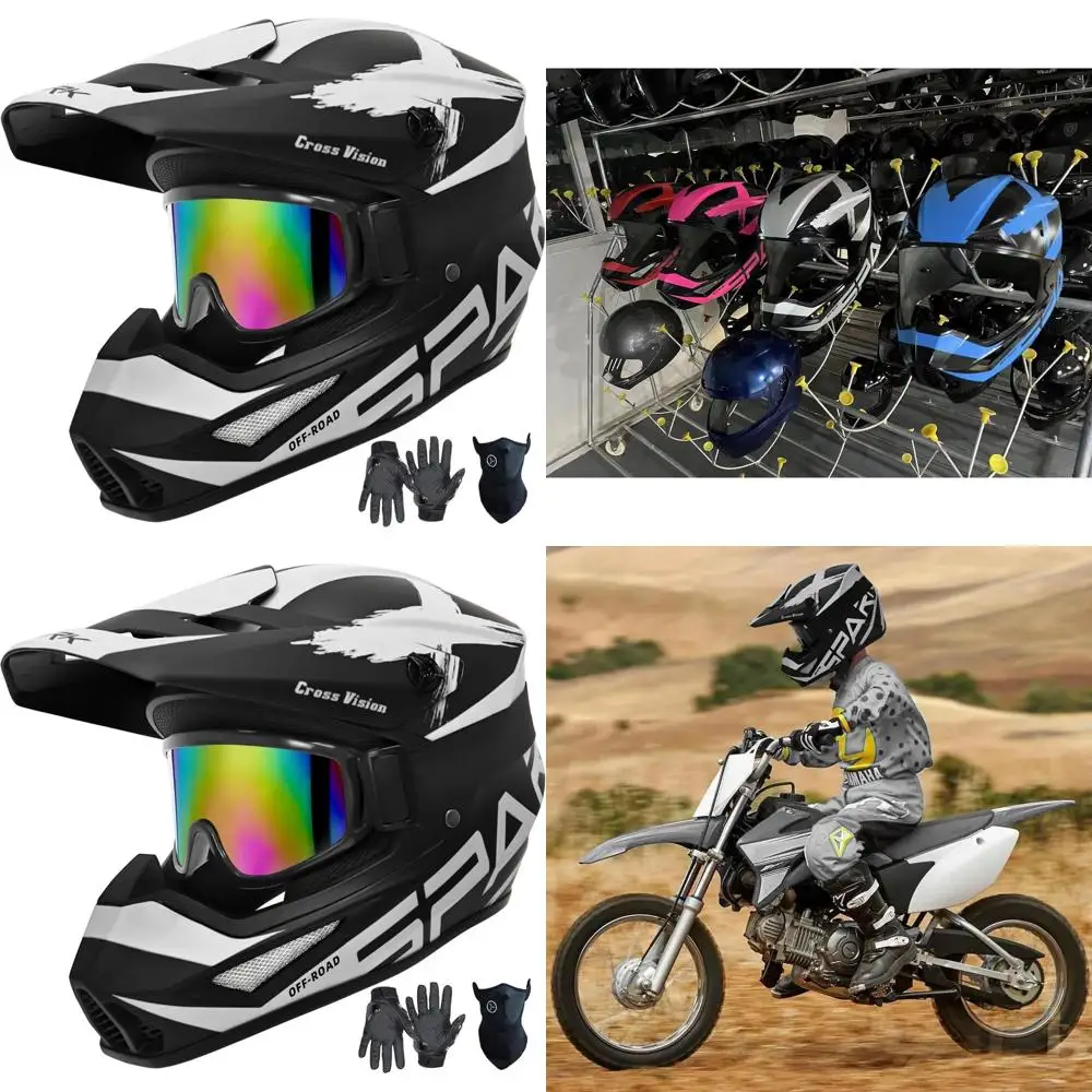 

Youth & Adult Motocross Helmet Set - DOT Certified, Includes Gloves, Goggles, & Mask (Gray, Small)