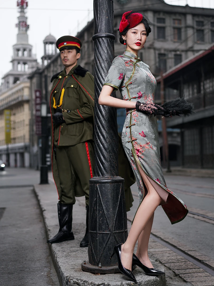 

Ele Simple Sle Retro Chinese Dr Women's Modified Summer New Daily Wear High Collar ort Sve Gown