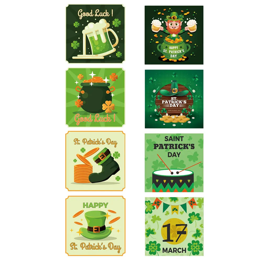 

8 Pcs Decoration Stickers Creative Labels Beer Party Supplies Irish Themed Patrick Bottle Sticker Day