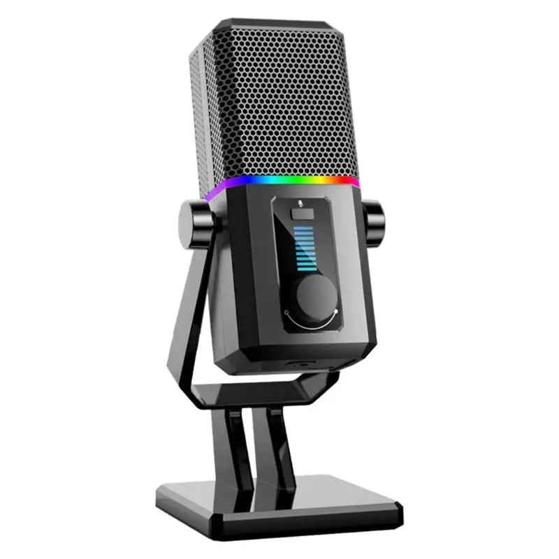 

USB-микрофон, однонаправленный микрофон, одна кнопка, микрофон для управления звуком для ноутбуков, с крутой светодиодной