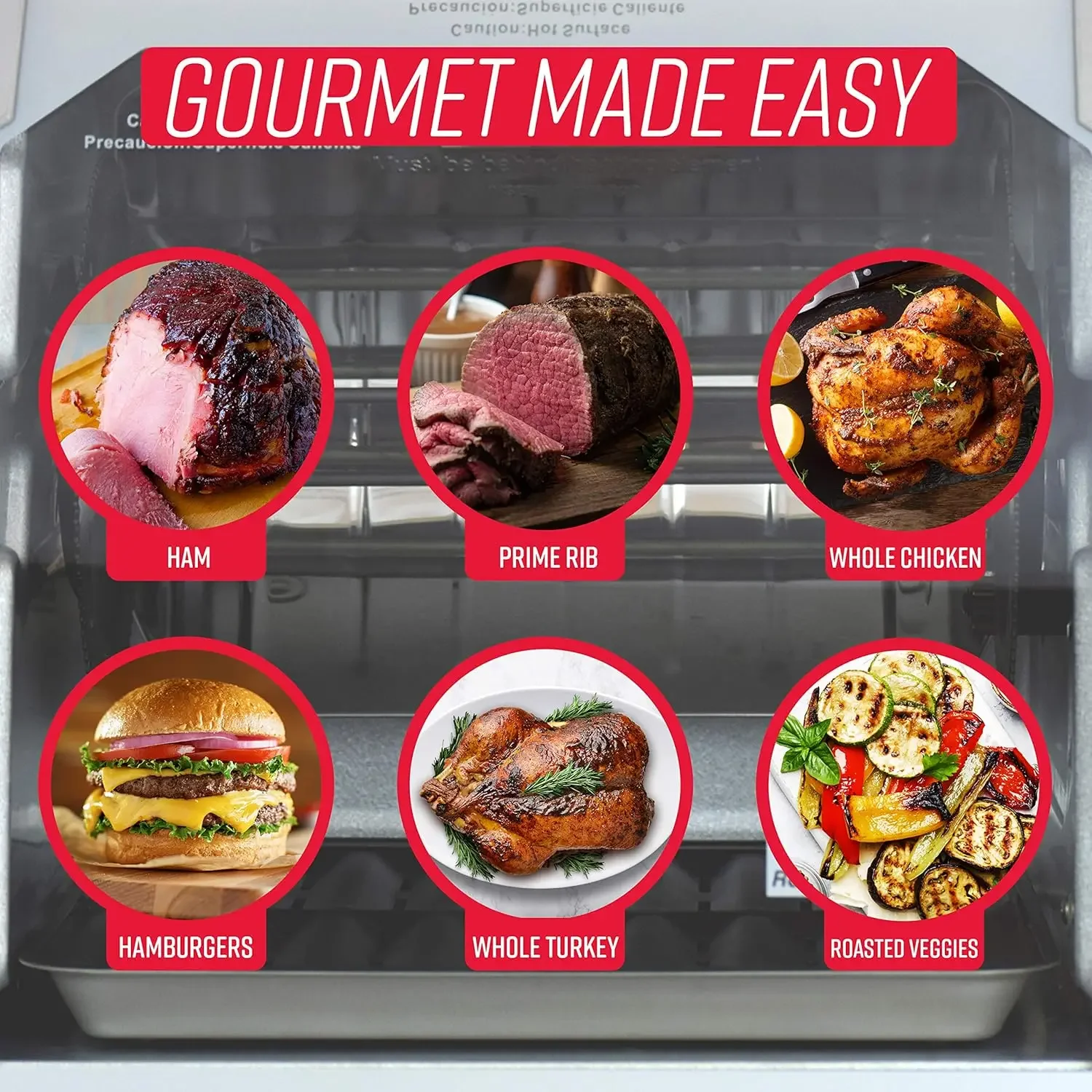 Showtime Large Capacity Rotisserie & BBQ Oven Platinum Edition, Digital Controls, Perfect Preset Rotation Speed, Self-Basting, A