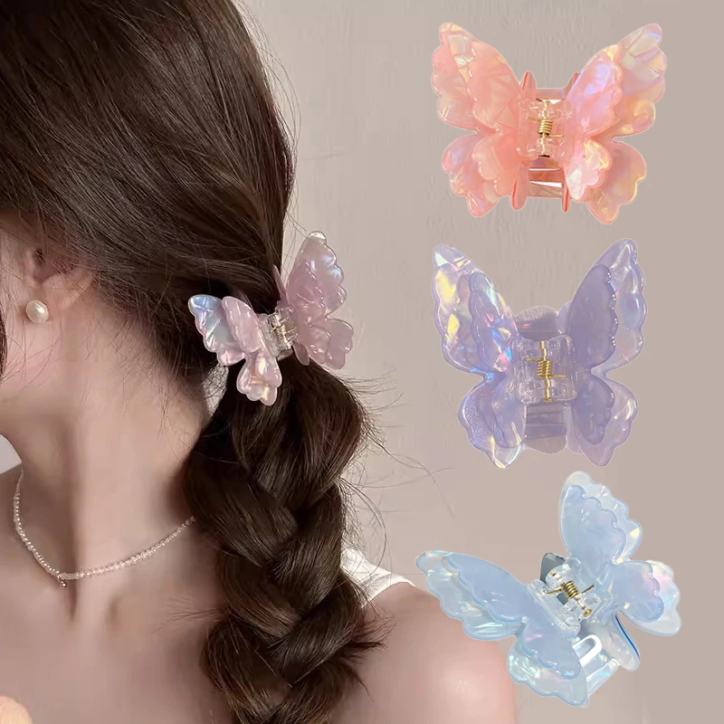 

Fairy Butterfly Hair Claw French Retro Acetate Crab Hair Clip Summer Sweet Princess Shark Clip Coiled Hairpin Hair Accessories