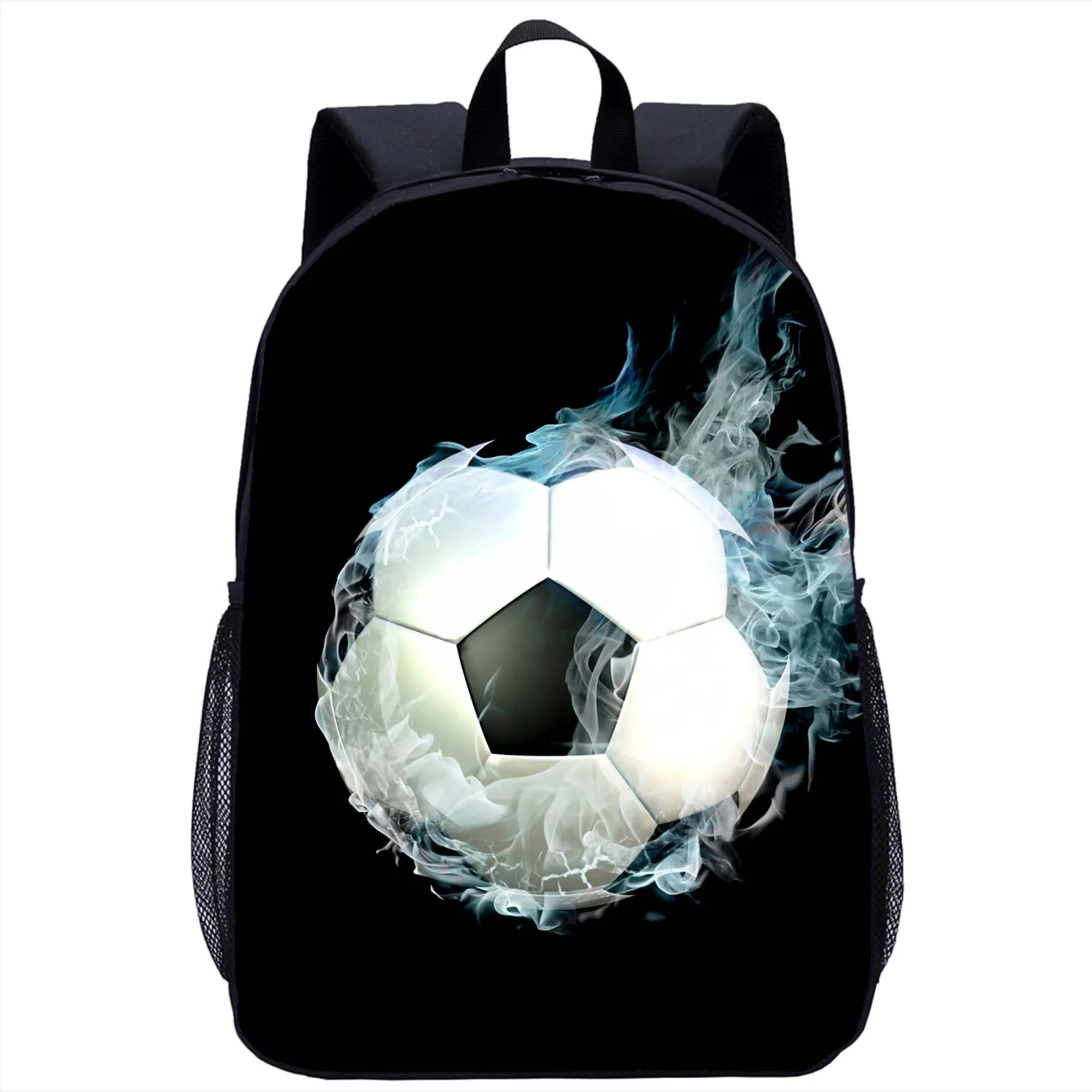 Sac à dos avec motif de football créatif pour filles et garçons, sac d'école décontracté, impression 3D, sac pour ordinateur portable pour adolescent, sac à dos de rangement