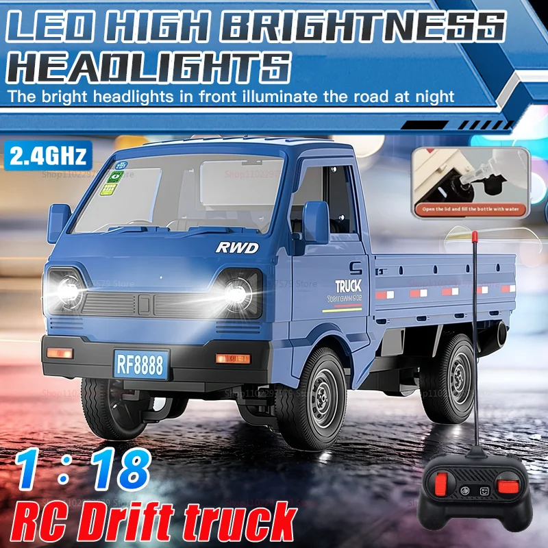 Hot KF31 1:18 RC Drift Climbing Car For Kids Remote Control Toys With Spray Lights Durable Off Road Truck Gifts For Boys Girls