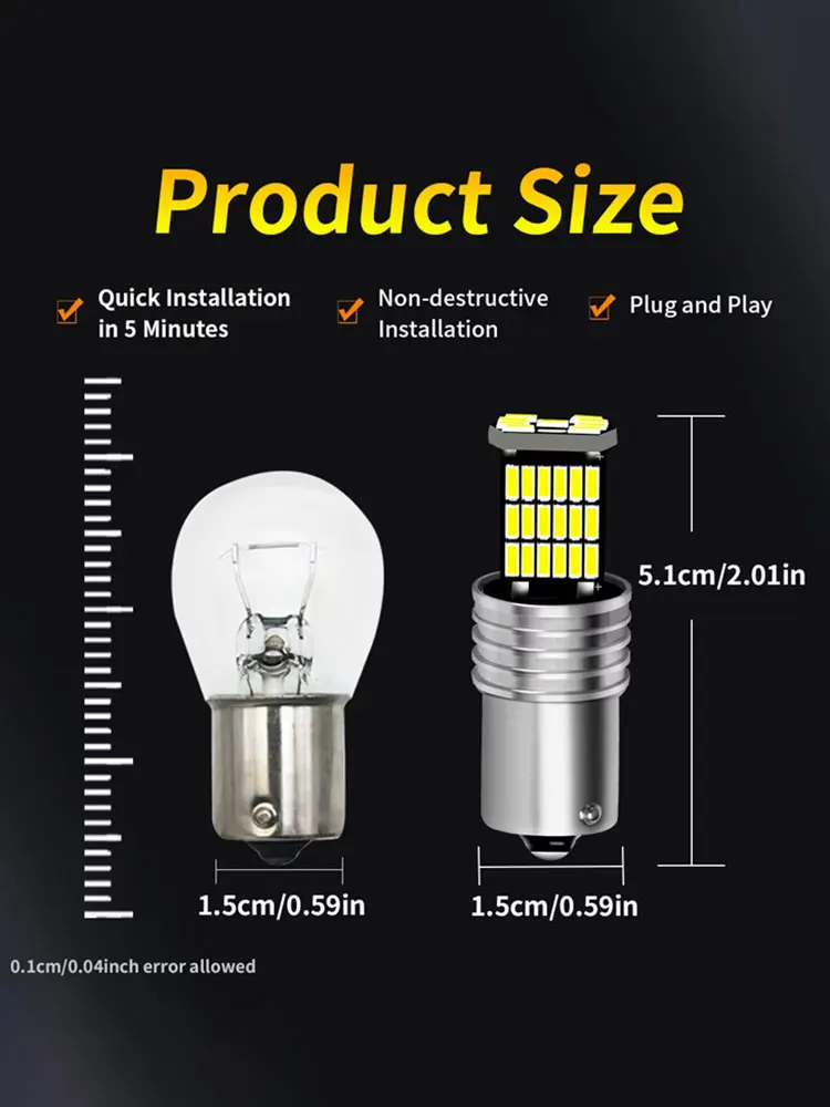 

2PCS Car LED Bulb 1156 BA15S 1157 BAY15D 4014 45SMD 12V 6000K White Super Bright Car Reverse Brake Parking Lamps CANBUS No Error